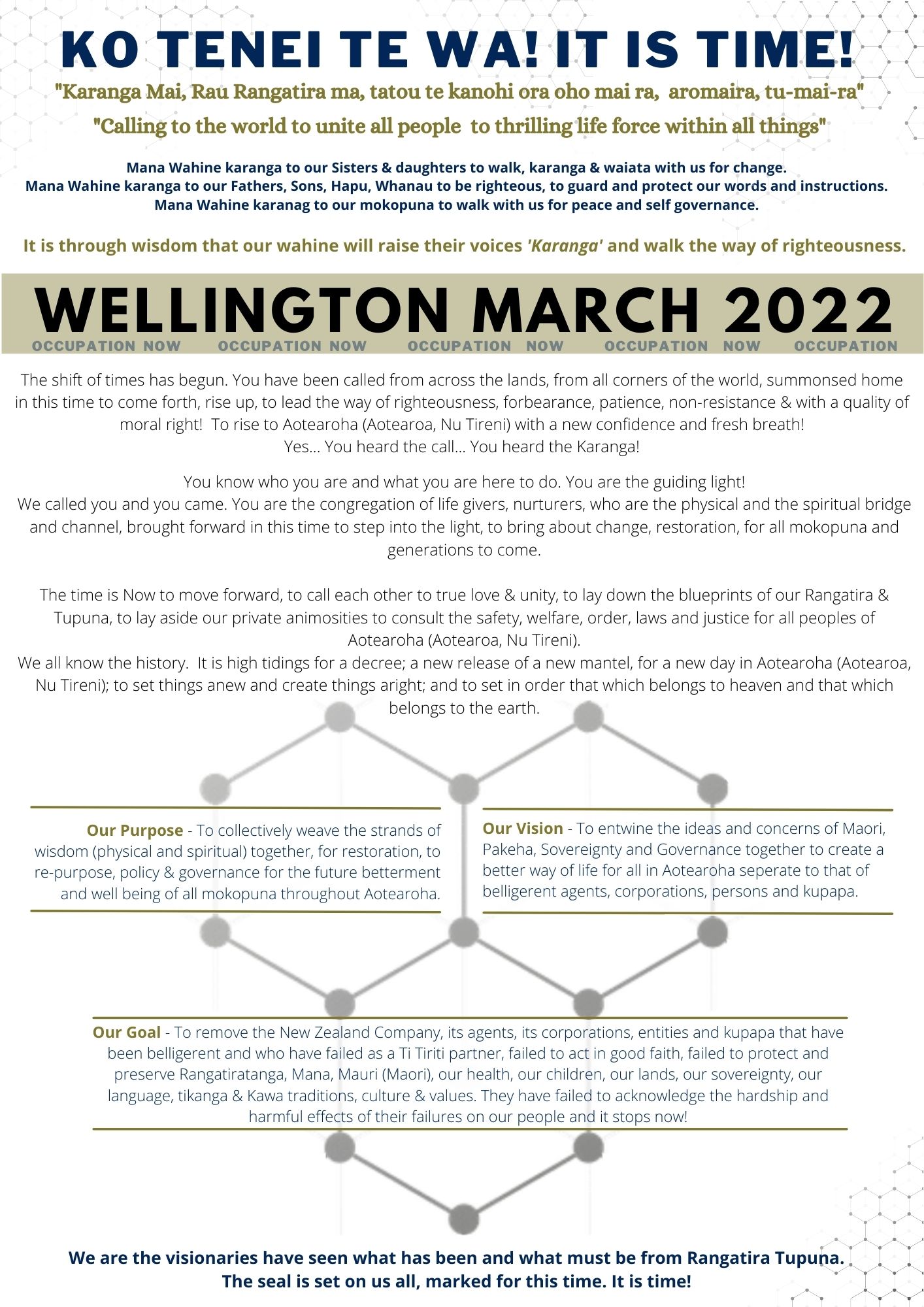 MANA WAHINE KARANGA FOR MAURI IN WELLINGTON MARCH 2022